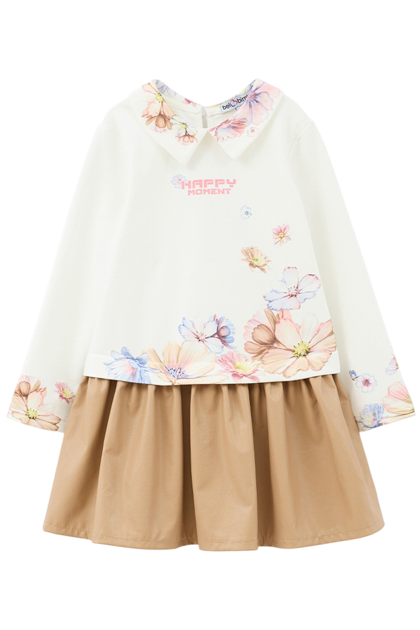 Платье дев. АРТ.252018,мол-беж,хл-эл/вис-пу