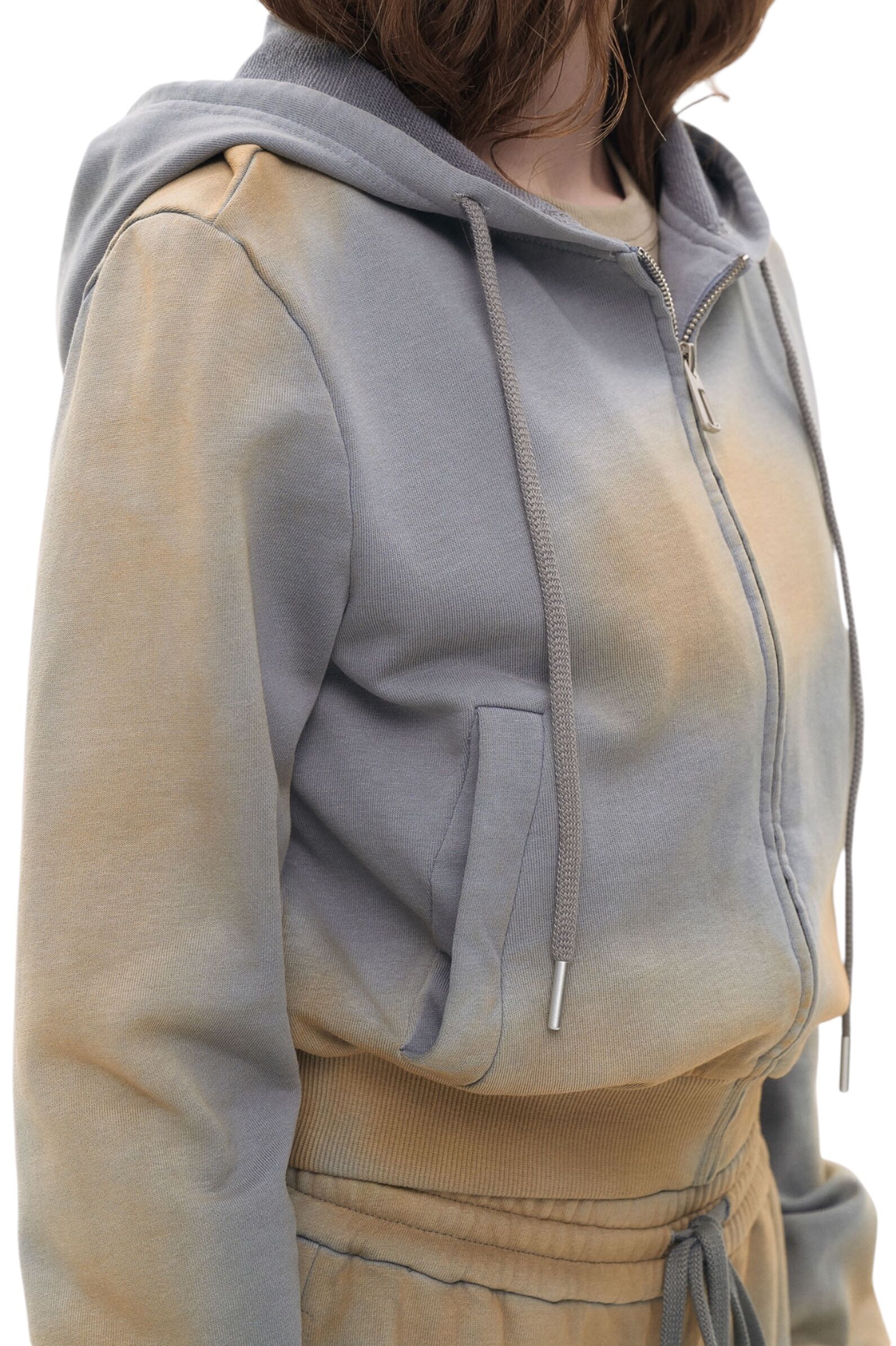 Толстовка дев. АРТ.AA236181,сер-беж,хл